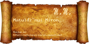 Matulányi Miron névjegykártya
